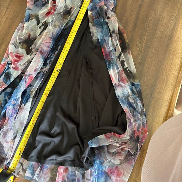 Adrianna Papell Pleated Floral One-Shoulder Chiffon Gown – Size 10 NWT Garden - Picture 12 of 12